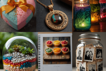 DIY Gift Ideas including Bath Bom, Terrarium, Memory Jar, Scented Candles, Recipe Book, Pendant